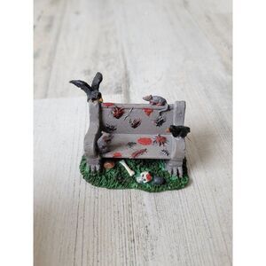 Lemax creepy town bench spooky blood Halloween accessory crow rat